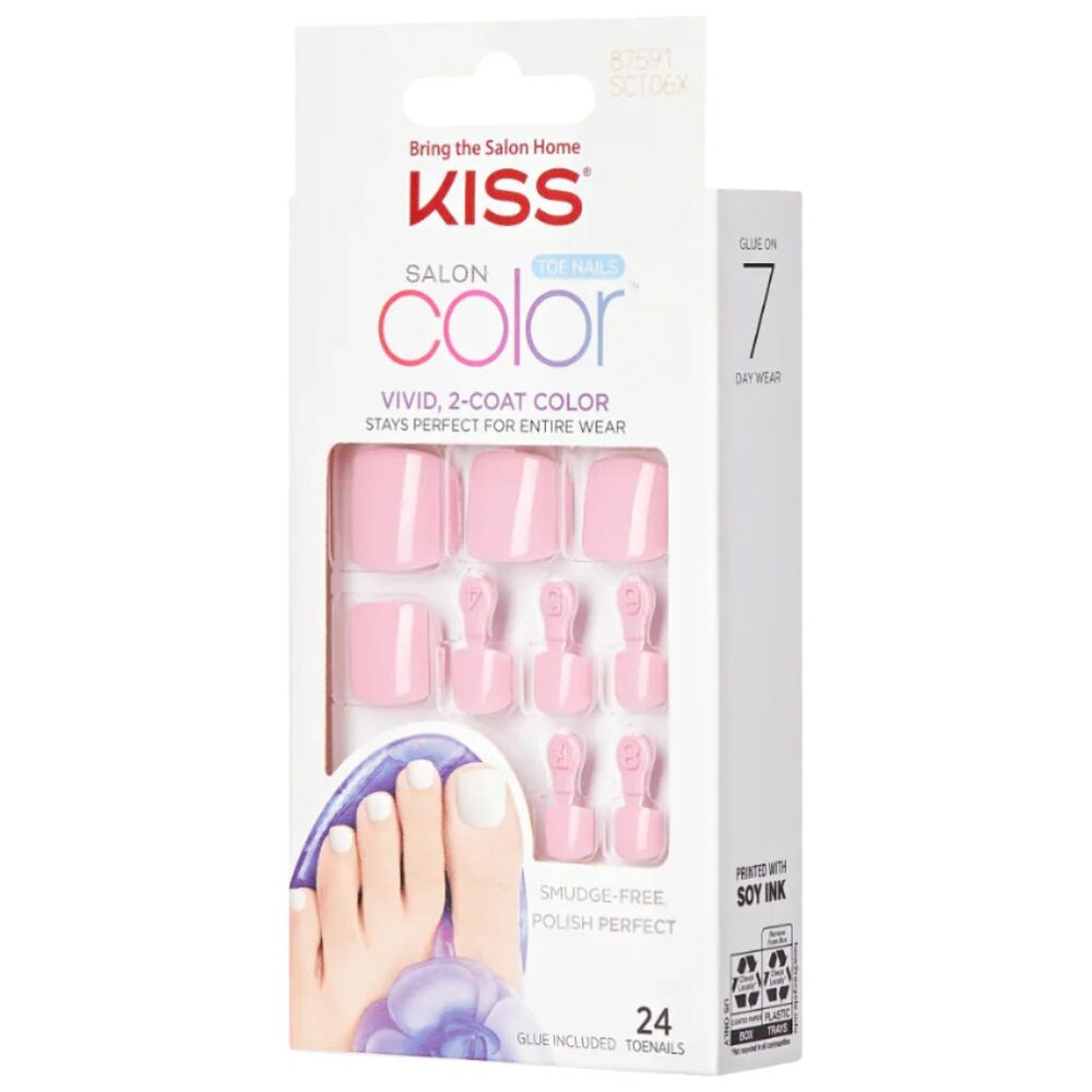 Kiss Gel Fantasy Toenails Pedicure Kit - Golden Sand (Solid Dark Pink)